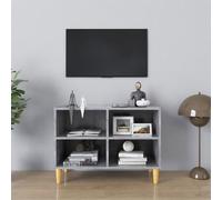 Vidaxl Tv Cabinet With Solid Wood Legs Concrete Grey 69.5X30X50 Cm