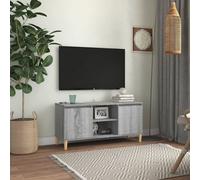 Vidaxl Tv Cabinet With Solid Wood Legs Grey Sonoma 103.5X35X50 Cm