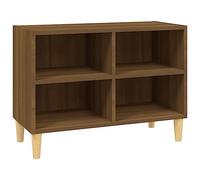 vidaXL TV Cabinet with Solid Wood Legs Home Living Room Furniture Stereo Hifi Low Plasma Storage Cabinet TV Stand Unit Media Unit Brown Oak