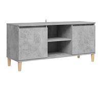 vidaXL TV Cabinet with Solid Wood Legs Concrete Grey 103.5x35x50 cm UK GF0
