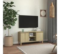 Vidaxl Tv Cabinet With Solid Wood Legs Sonoma Oak 103.5X35X50 Cm