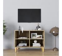vidaXL TV Cabinet with Solid Wood Legs Sonoma Oak 69.5x30x50 cm