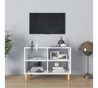 vidaXL TV Cabinet with Solid Wood Legs White 69.5x30x50 cm