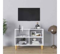 vidaXL TV Cabinet with Solid Wood Legs White 69.5x30x50 cm UK