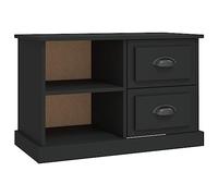 vidaXL TV Cabinet with Storage Drawers - Black Engineered Wood, Modern Design, Flexible Installation, Perfect for Living Room or Bedroom