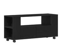 vidaXL TV Cabinet with Wheels Black Oak 102x34.5x43 cm Engineered Wood, tv stand, tv sideboard, hifi cabinet, tv bench, tv stand cabinet