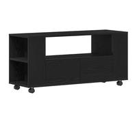 vidaXL TV Cabinet with Wheels Black Oak 102x34.5x43 cm Engineered Wood, tv stand, tv sideboard, hifi cabinet, tv bench, tv stand cabinet