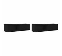 vidaXL TV Cabinets 2 pcs Black Oak 100x31x25.5 cm Engineered Wood, TV bench, hifi cabinet, entertainment centre, TV sideboard, media cabinet