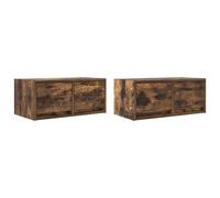vidaXL TV Cabinets 2 pcs Smoked Oak 60x31x25.5 cm Engineered Wood TV bench