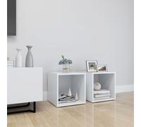 vidaXL 2x TV Cabinets White Engineered Wood Stereo Furniture HiFi Cabinet