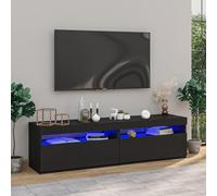 vidaXL TV Cabinets 2 pcs with LED Lights Black 75x35x40 cm