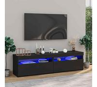 vidaXL TV Cabinets 2 pcs with LED Lights Black 75x35x40 cm UK