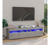 vidaXL TV Cabinets 2 pcs with LED Lights Concrete Grey 75x35x40 cm UK HOT