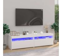 vidaXL TV Cabinets 2 pcs with LED Lights High Gloss White 75x35x40 cm