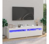 vidaXL 2x TV Cabinets with LED Lights White Media Unit Sideboard Furniture