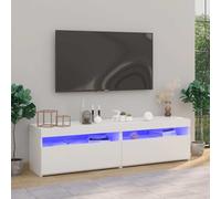 vidaXL 2x TV Cabinets with LED Lights White Media Unit Sideboard Furniture