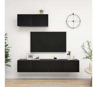 Vidaxl Tv Cabinets 3 Pcs Black Engineered Wood