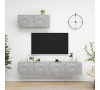 vidaXL 3x TV Cabinets Concrete Grey Engineered Wood Home Hanging TV Stand