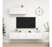 vidaXL 3x TV Cabinets White Chipboard Home Furniture TV Stand Cabinet Unit