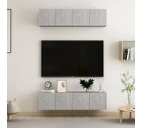 vidaXL 4x TV Cabinets Concrete Grey Engineered Wood Hanging TV Stand Cabinet