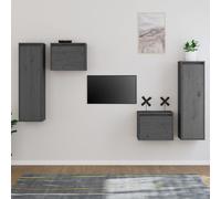 vidaXL TV Cabinets 4 pcs Grey Solid Wood Pine
