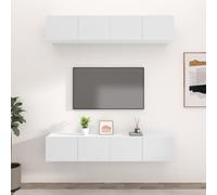 Vidaxl 4X Tv Cabinets Living Room Furniture Sideboard Entertainment Centre Tv Console Media Unit Hifi Stereo Cabinet White Engineered Wood, White