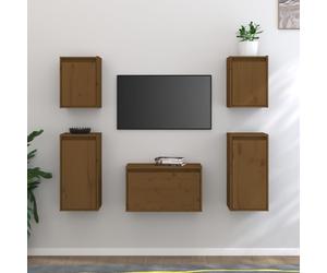 vidaXL TV Cabinets 5 pcs Honey Brown Solid Wood Pine