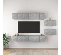 vidaXL 8x TV Cabinets Concrete Grey Engineered Wood Home Hanging TV Stand