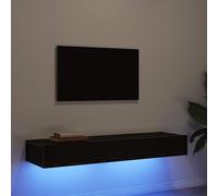 vidaXL TV Cabinets with LED Lights 2 pcs Black Oak 60x35x15.5 cm