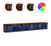 vidaXL TV Cabinets with LED Lights TV Stand Cabinet TV Unit 2 pcs Smoked Oak
