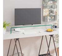 vidaXL TV Stand/Monitor Riser Glass Clear 100x30x13 cm