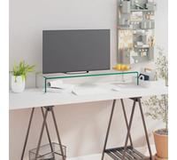 Vidaxl Tv Stand/monitor Riser Glass Clear 90X30X13 Cm