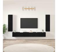 vidaXL TV Units Wall-mounted 4 pcs Black Oak Engineered wood