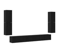 vidaXL TV Units Wall-mounted 4 pcs Black Oak Engineered wood