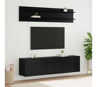 vidaXL TV Units 6 pcs Black oak Engineered wood, Black