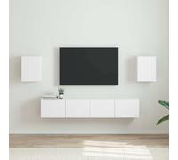 vidaXL TV Wall Cabinet 2 pcs White Engineered Wood, White