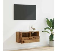 vidaXL 2 Door 2 Shelf Old Wood Wall Mounted TV Unit - Size: 176 x 91 x 36cm - Brown - Wilko
