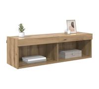 vidaXL TV Wall Cabinet Panama Artisan Oak 100 x 30 x 30 cm, Living Room, Rectangular, Rustic Design, WallMounting Solutions, Built-InLighting Options for Modern Elegance