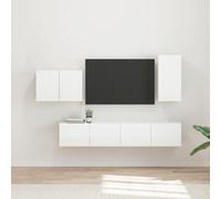 vidaXL TV Wall Cabinet Set 4 pcs High Gloss White Engineered Wood
