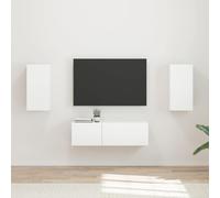vidaXL TV Wall Cabinet Set 4 pcs High Gloss White Engineered Wood