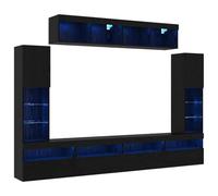 vidaXL 8 Piece TV Wall Unit Set with LED Lighting Oak Black Engineered Wood