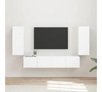 vidaXL TV Wall Cabinet Set Wall-mounted 4 pcs White Engineered Wood