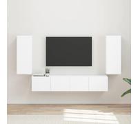 vidaXL TV Wall Cabinet Set 4 pcs White Engineered Wood, White