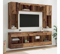 vidaXL TV Wall Cabinet Set with LED 6 pcs Old Wood Engineered Wood