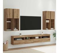 vidaXL TV Wall Cabinet Set with LED Lights with LED 7 pcs Artisan oak