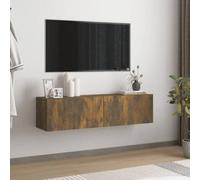 vidaXL 2 Door Smoked Oak Wall Mounted TV Cabinet - Size: 30 x 120 x 30cm - Brown - Wilko