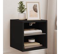 vidaXL TV Wall Cabinet with LED Lights Black 30x28.5x30 cm