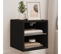 Vidaxl Tv Wall Cabinet With Led Lights Black 30X28.5X30 Cm