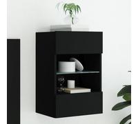 vidaXL TV Wall Cabinet with LED Lights Black 40x30x60.5 cm