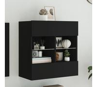 vidaXL TV Wall Cabinet with LED Lights Black 58.5x30x60.5 cm